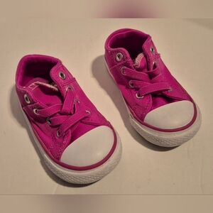 Converse baby size 5 pink double tongue retired bright pink slip on shoes